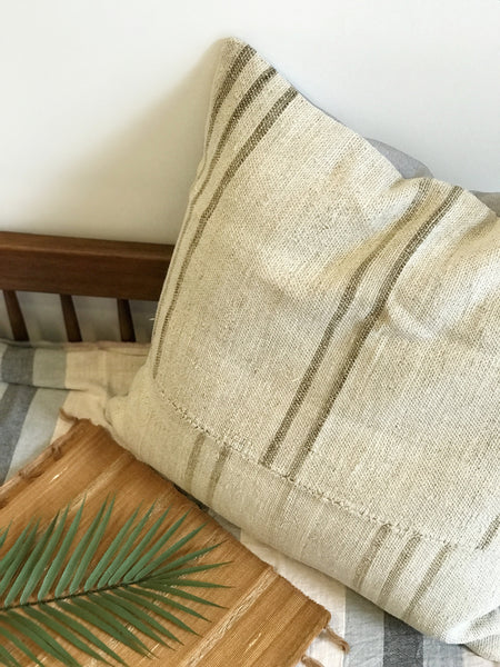 Subtle and minimal, let stripes in neutral tones add a touch of relaxed resort chicness to any space. Turkish kilim.