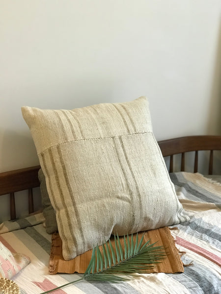 Subtle and minimal, let stripes in neutral tones add a touch of relaxed resort chicness to any space. Turkish kilim.