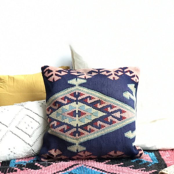 Bohemian pillow case, geometric shapes. Unique design, high quality. Vintage Turkish Kilim. Ethnic, Aztec.
