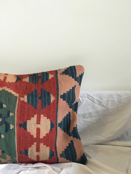 Bohemian pillow case, geometric shapes. Unique design, high quality. Vintage Turkish Kilim. Ethnic, Aztec.