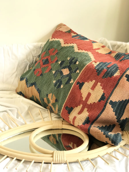 Bohemian pillow case, fun modern design. Geometric art. Vintage Turkish Kilim. Ethnic, Aztec.
