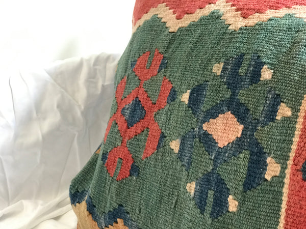 Bohemian pillow case, geometric shapes. Unique design, high quality. Vintage Turkish Kilim. Ethnic, Aztec.