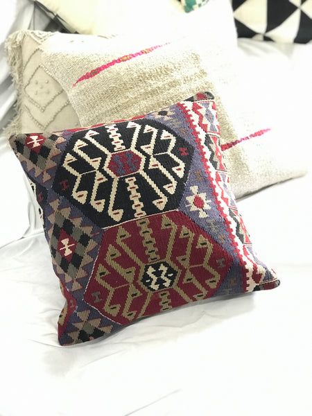 Boho tribal pillow case, cushion cover. Bohemian, ethnic, aztec, moroccan design. Vintage Anatolian Turkish vintage Kilim.