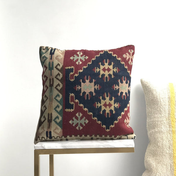 Bohemian pillow case, geometric shapes. Unique design, high quality. Vintage Turkish Kilim. Ethnic, Aztec.