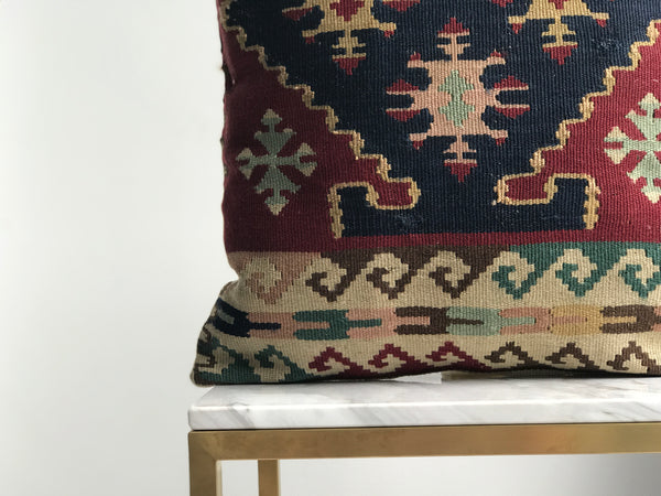 Bohemian pillow case, fun modern design. Geometric art. Vintage Turkish Kilim. Ethnic, Aztec.