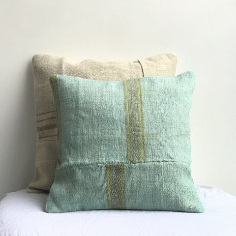 pillow cushion case. Resort chic minimal stripes, coastal blue. Mediterranean vacation vibes, resort holiday interior deco. 