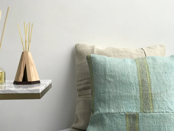 pillow cushion case. Resort chic minimal stripes, coastal blue. Mediterranean vacation vibes, resort holiday interior deco. 