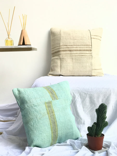 Stripes, minimal chic, kilim pillow case for modern chic interior deco. Neutral colours, stylish. Handmade.