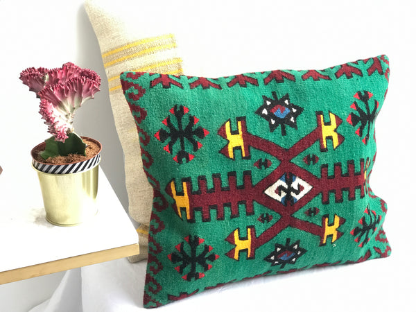 Bohemian pillow case, geometric shapes. Unique design, high quality. Vintage Turkish Kilim. Ethnic, Aztec.